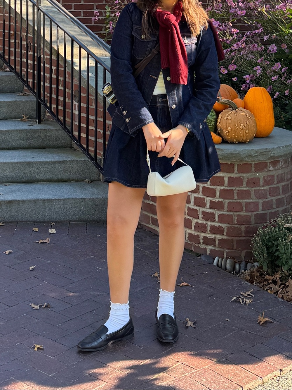 Pleated denim skirt